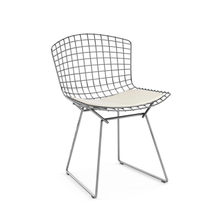 Chaise BERTOIA avec galette d'assise Blanc KNOLL