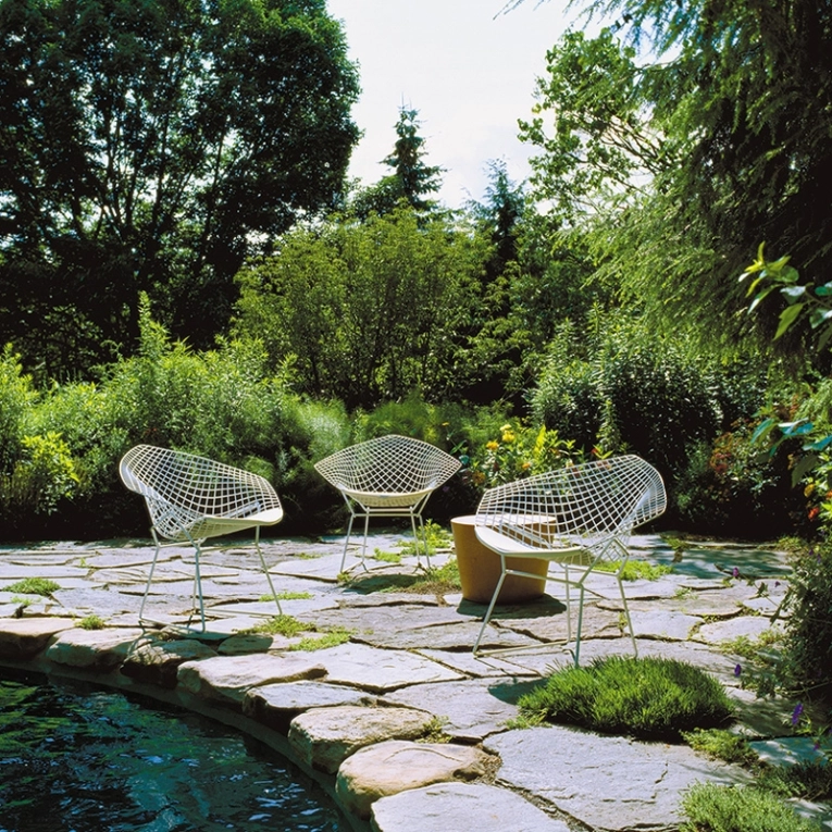 Fauteuil DIAMANT avec galette d'assise Blanc KNOLL