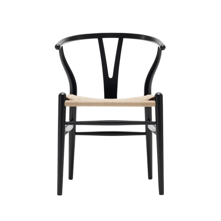 Chaise WISHBONE ARMCHAIR CH24 Chêne teinté noir/ corde naturelle CARL HANSEN