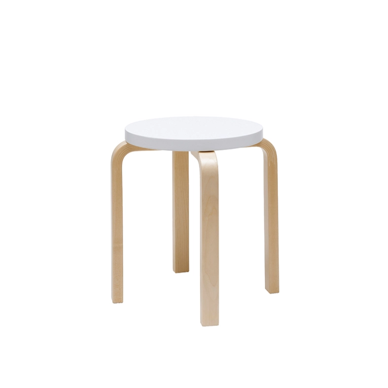 Tabouret E60 assise laquée Blanc ARTEK
