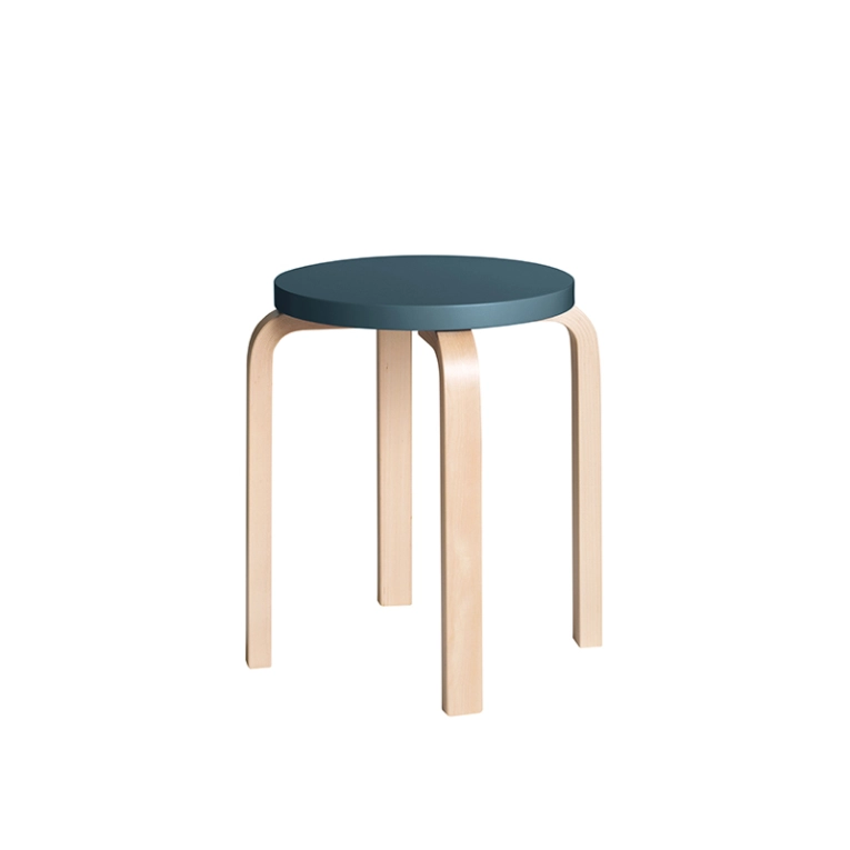 Tabouret E60 assise laquée Bleu ARTEK