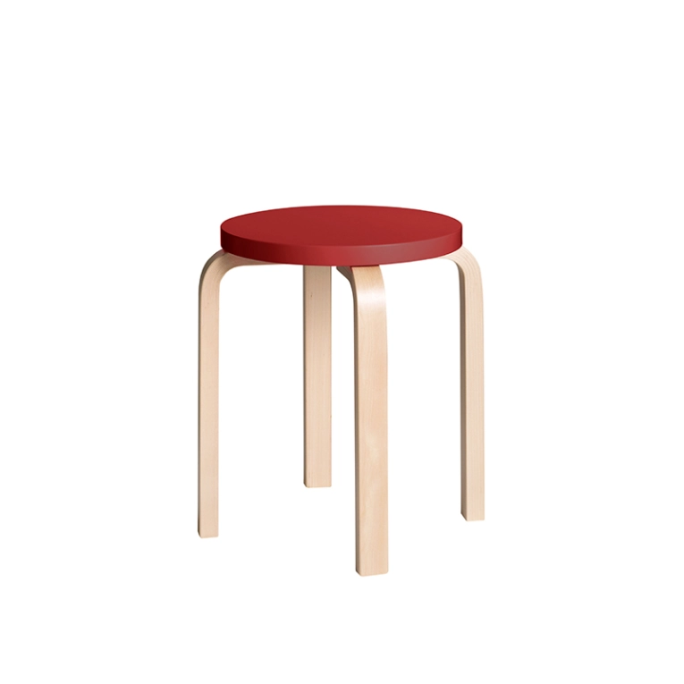 Tabouret E60 assise laquée Rouge ARTEK