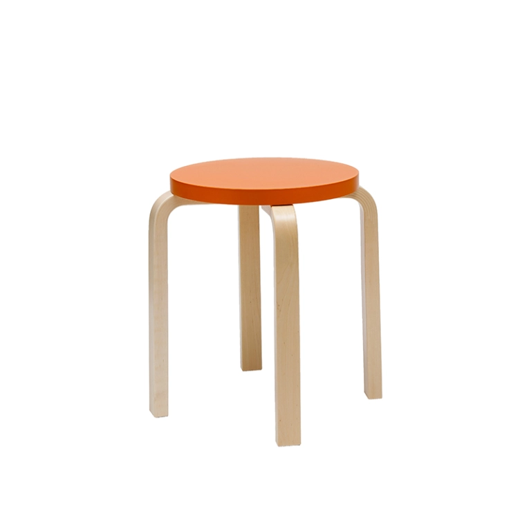 Tabouret E60 assise laquée Orange ARTEK