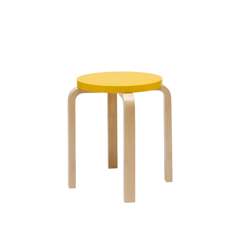 Tabouret E60 assise laquée Jaune ARTEK