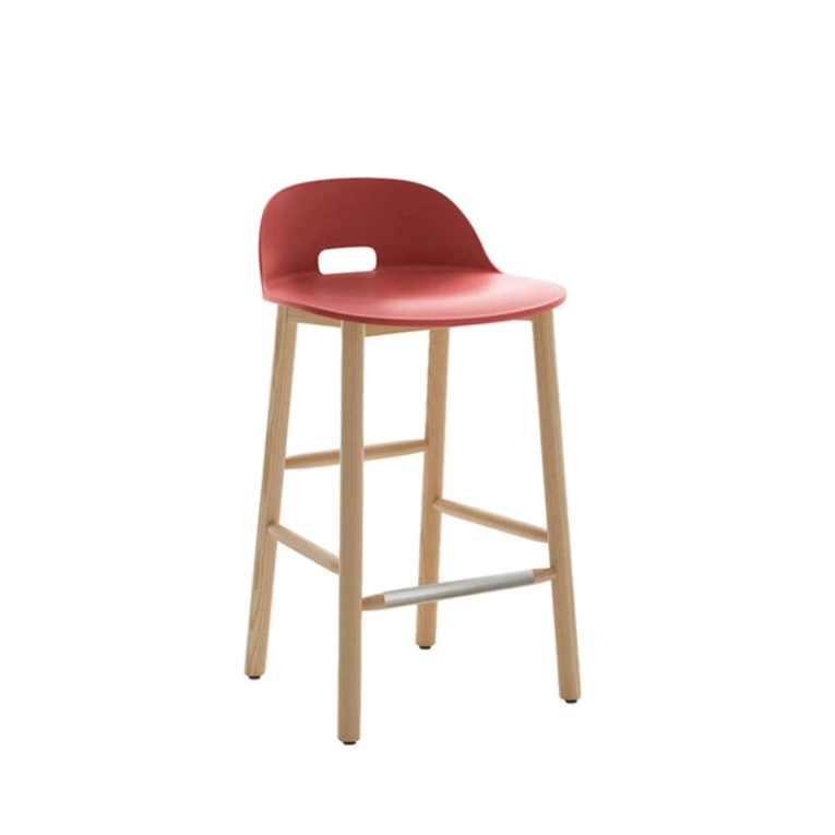 Tabouret haut ALFI STOOL dossier bas Rouge EMECO