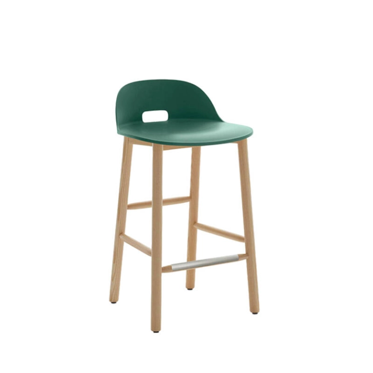 Tabouret haut ALFI STOOL dossier bas Vert EMECO