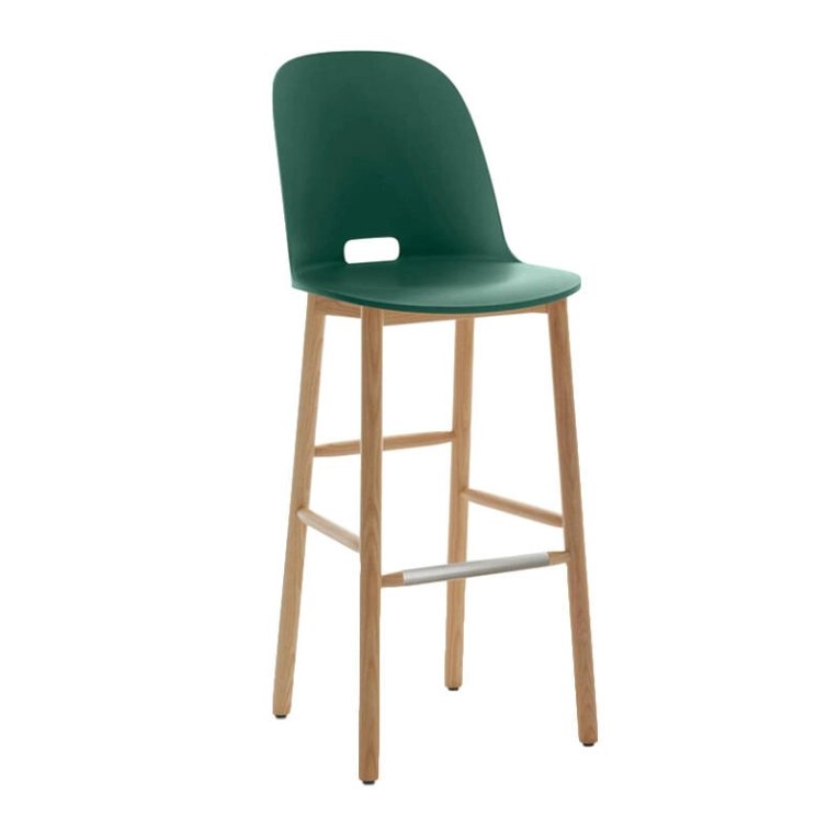 Tabouret haut ALFI STOOL dossier haut Vert EMECO