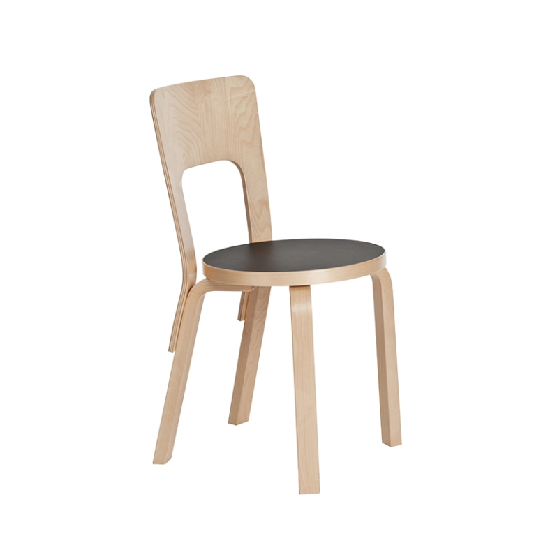 Chaise 66 Bouleau / Noir ARTEK