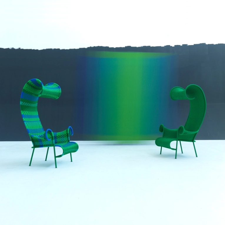 Fauteuil M'AFRIQUE - SHADOWY Vert, bleu MOROSO