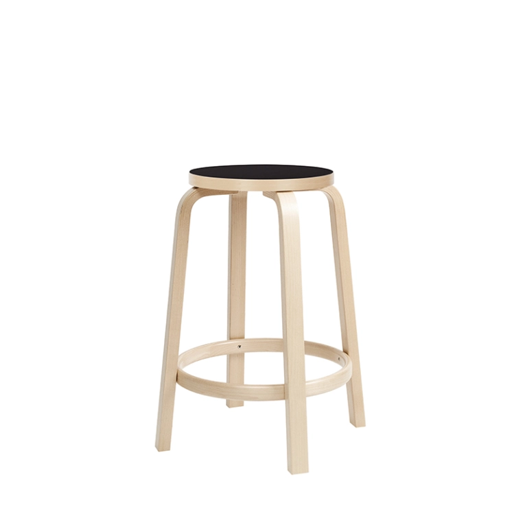 Tabouret haut 64 Bouleau / Noir ARTEK