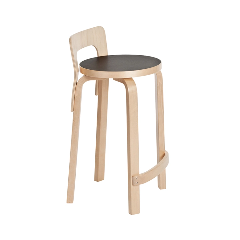 Tabouret haut K65 Bouleau / Noir ARTEK