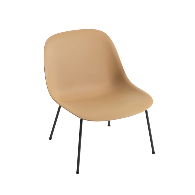Fauteuil FIBER LOUNGE pieds acier Ocre/ noir MUUTO