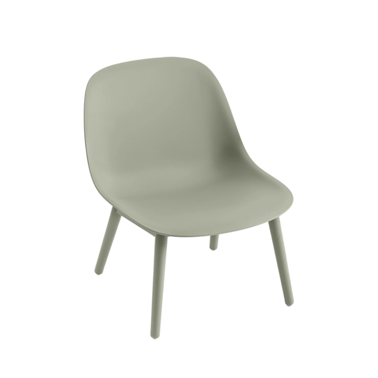 Fauteuil FIBER LOUNGE Pieds bois Vert cendré MUUTO