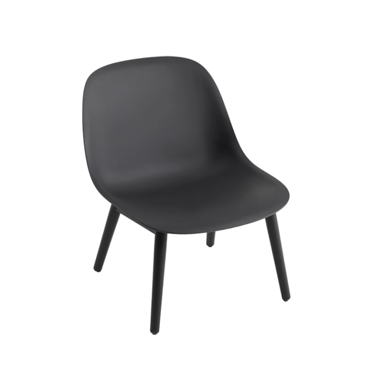 Fauteuil FIBER LOUNGE Pieds bois Noir MUUTO