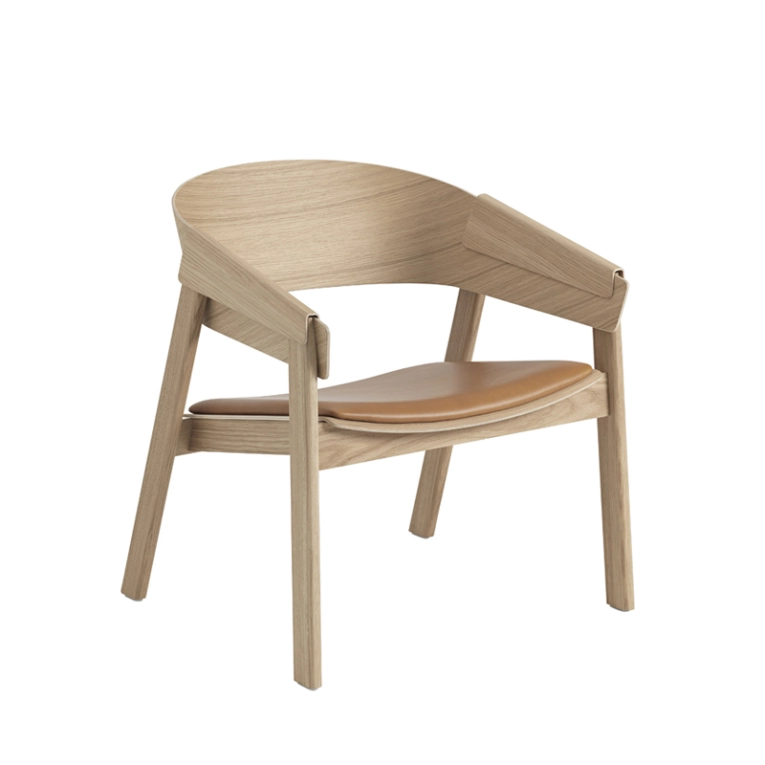Fauteuil COVER LOUNGE assise cuir Cognac MUUTO