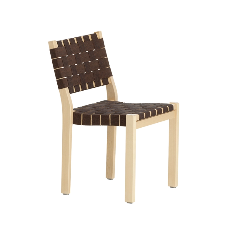 Chaise 611 Bouleau naturel / lin noir/marron ARTEK