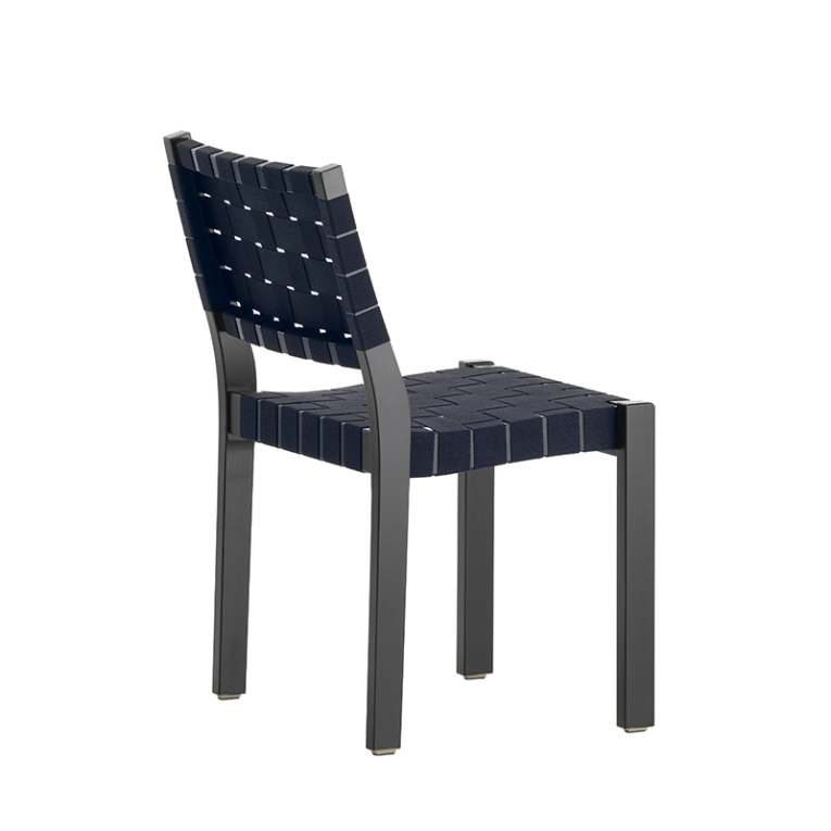 Chaise 611 Bouleau noir / lin noir/bleu ARTEK