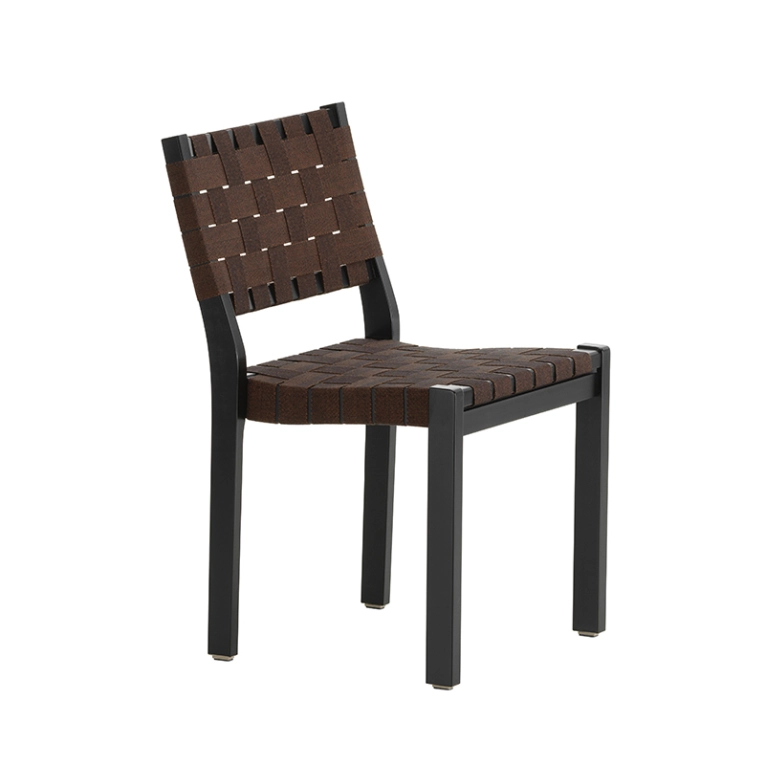 Chaise 611 Bouleau noir / lin noir/marron ARTEK