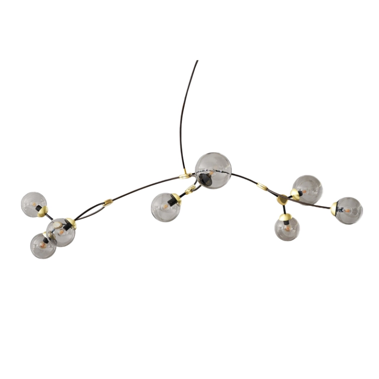 Suspension IVY 8 Fumé/ laiton CTO LIGHTING