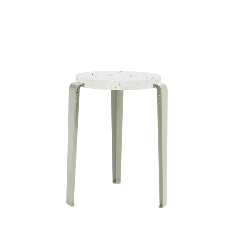 Tabouret LOU Plastique Recyclé Venezia Gris Eucalyptus TIPTOE