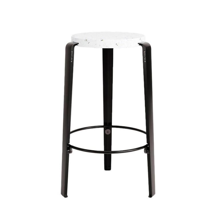 Tabouret haut MI LOU Plastique Recyclé Venezia Noir graphite TIPTOE