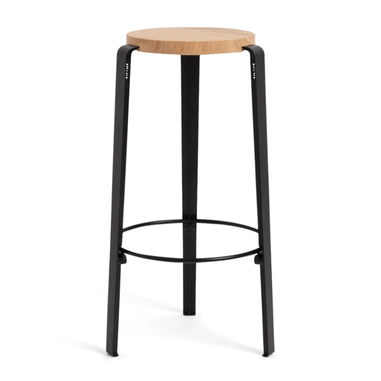 Tabouret haut BIG LOU Chêne Noir graphite TIPTOE