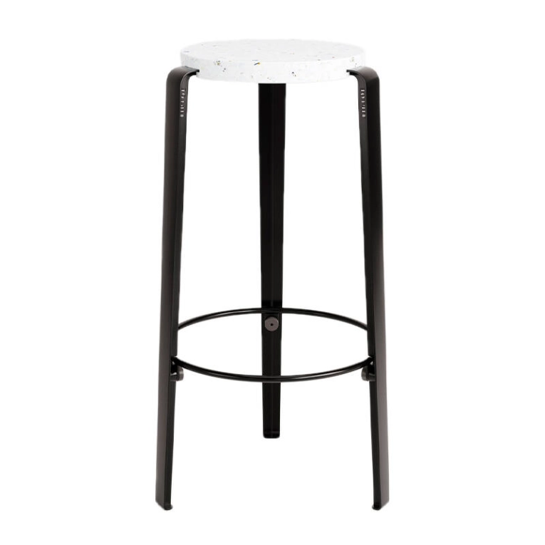 Tabouret haut BIG LOU Plastique Recyclé Venezia Noir graphite TIPTOE