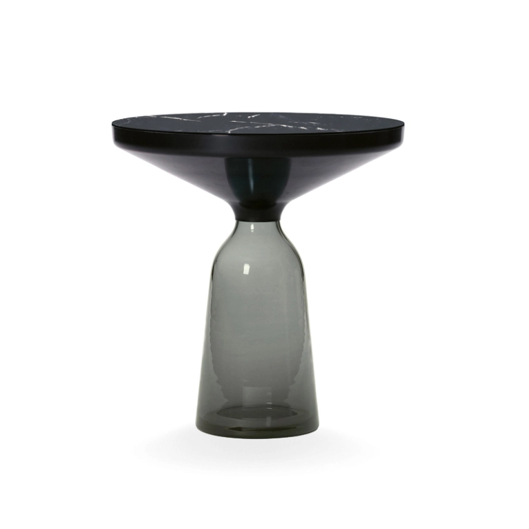 Table d'appoint guéridon BELL SIDE Marbre Gris quartz/ noir CLASSICON
