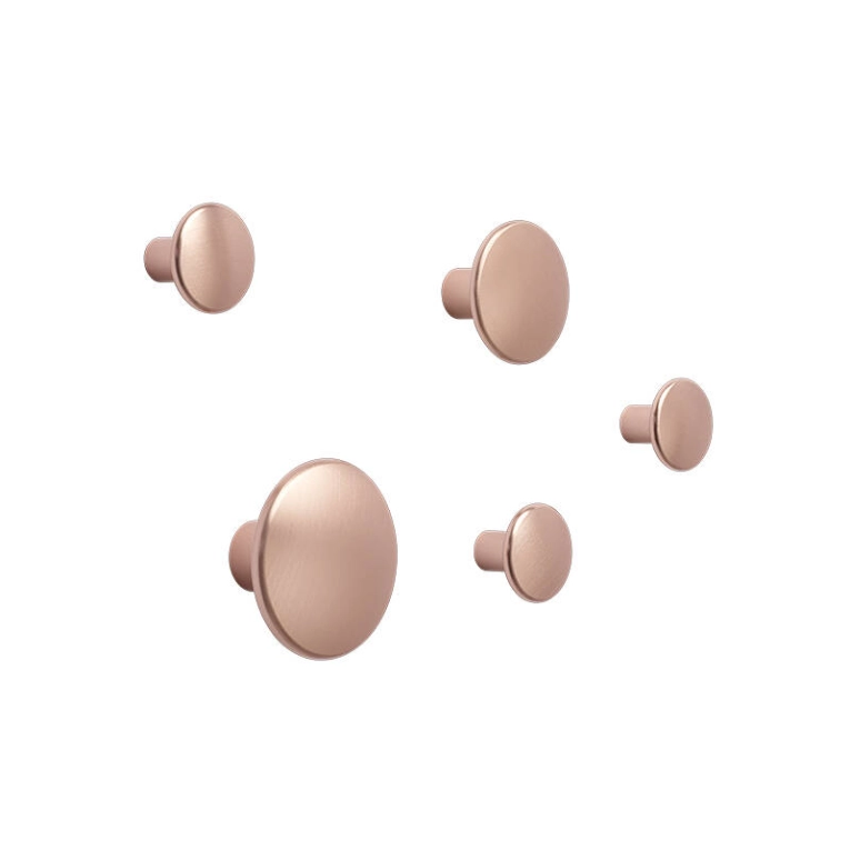 Patère Design Set de 5 patères DOTS METAL Rose MUUTO