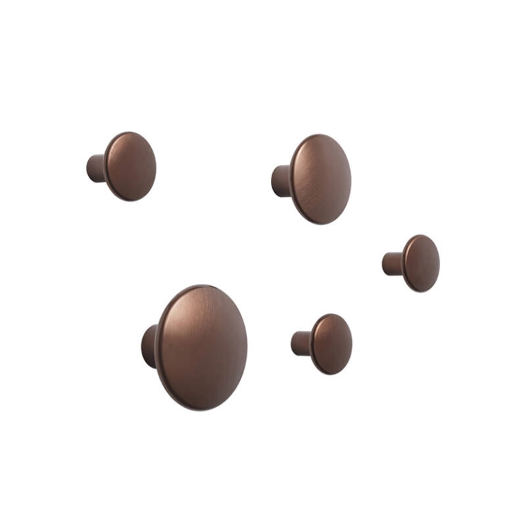 Patère Design Set de 5 patères DOTS METAL Bronze MUUTO