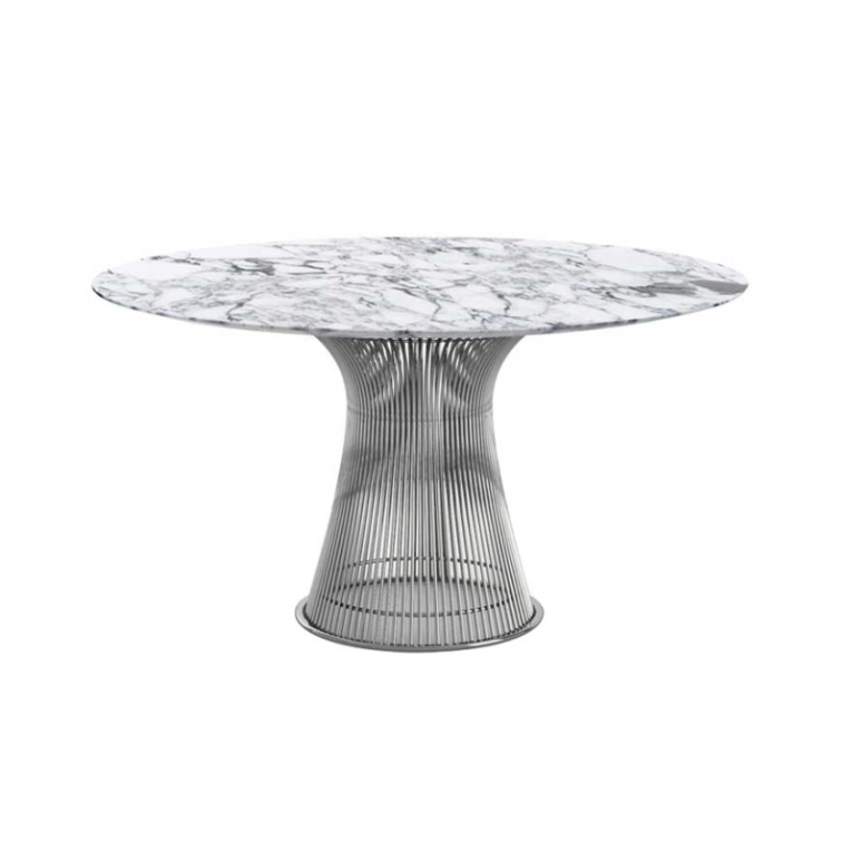 Table PLATNER Ø 135 Marbre Marbre Arabescato, blanc veiné gris KNOLL