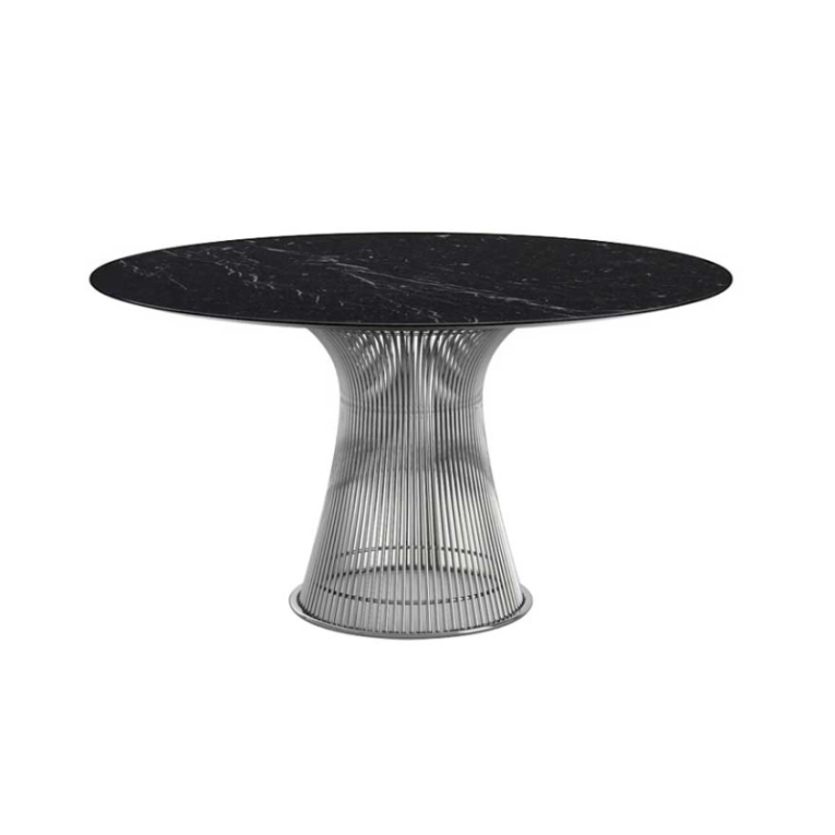 Table PLATNER Ø 135 Marbre Noir veiné blanc KNOLL