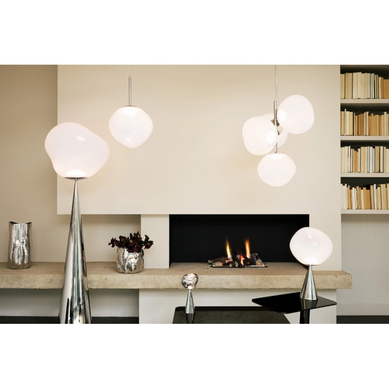 Lampadaire MELT CONE FAT Opalin/ chrome TOM DIXON