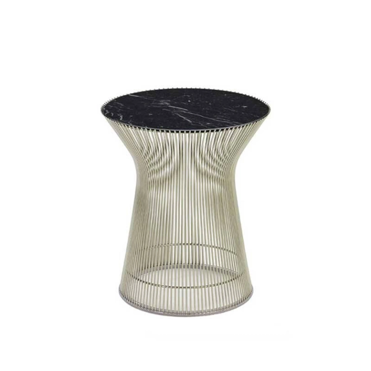 Table d'appoint guéridon PLATNER Ø 40 Marbre Noir veiné blanc KNOLL