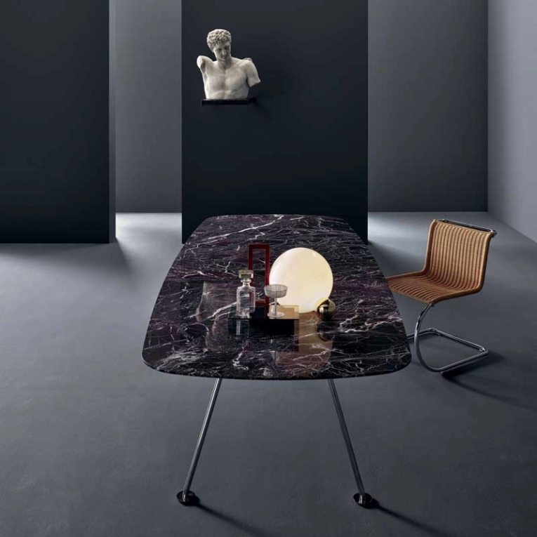 Table GRASSHOPPER L 200 Rouge veiné blanc et vert KNOLL