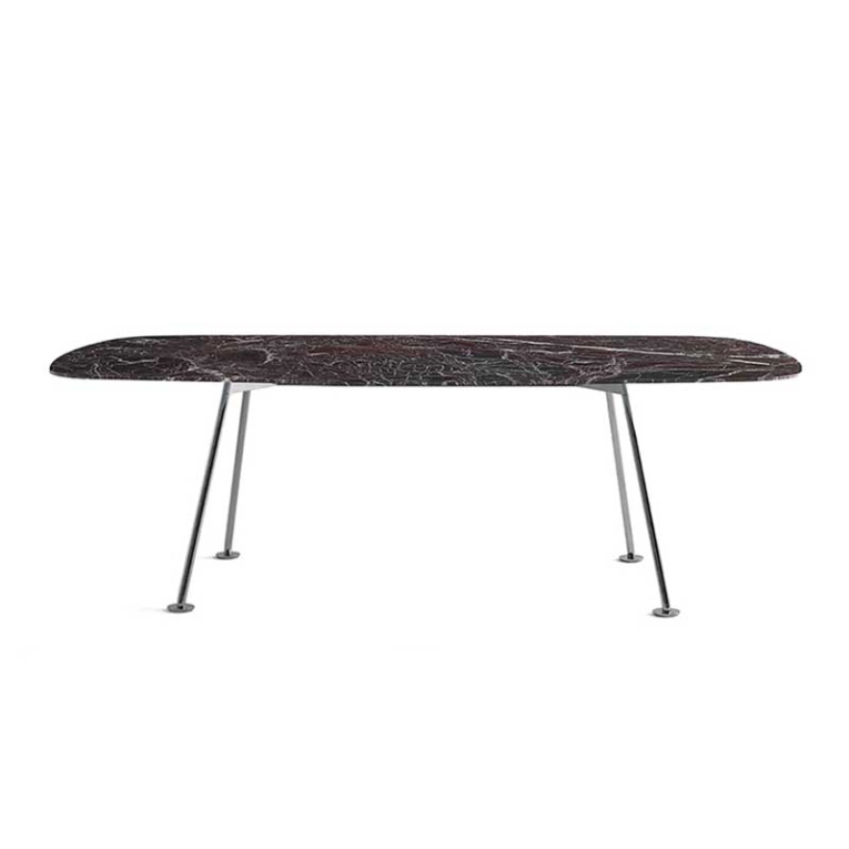 Table GRASSHOPPER L 200 Rouge veiné blanc et vert KNOLL