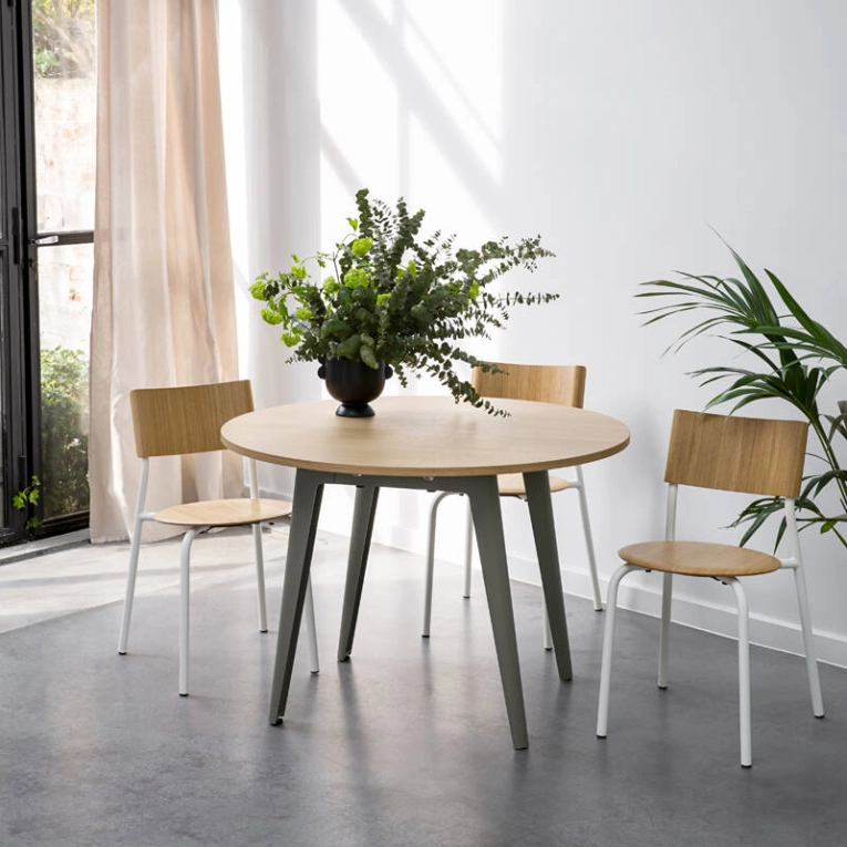 Table NEW MODERN Chêne Ø 110 Noir graphite TIPTOE