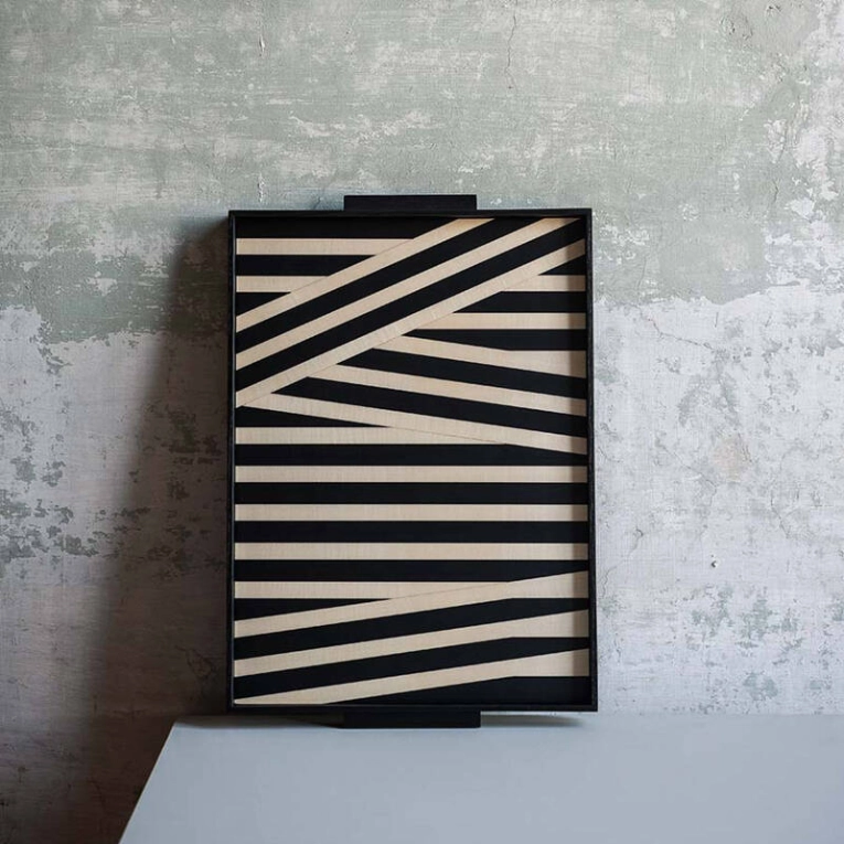 Plateau, plat Plateau TARSIA Noir & blanc TACCHINI