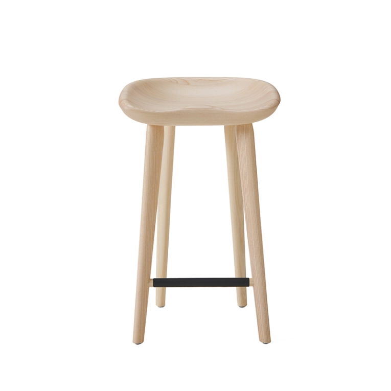 Tabouret haut TRACTOR STOOL H 63 Frêne blanchi BASSAMFELLOWS