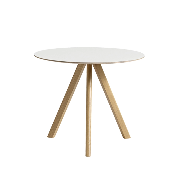 Table COPENHAGUE ROUND TABLE CPH20 Stratifié blanc/ chêne vernis à base d'eau HAY