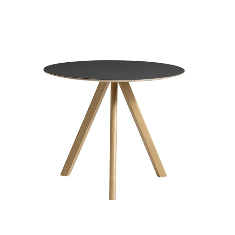 Table COPENHAGUE ROUND TABLE CPH20 Lino noir/ chêne vernis à base d'eau HAY