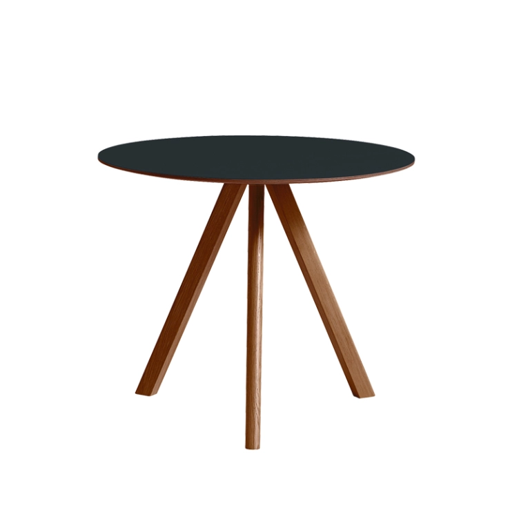 Table COPENHAGUE ROUND TABLE CPH20 Lino gris foncé/ noyer vernis à base d'eau HAY