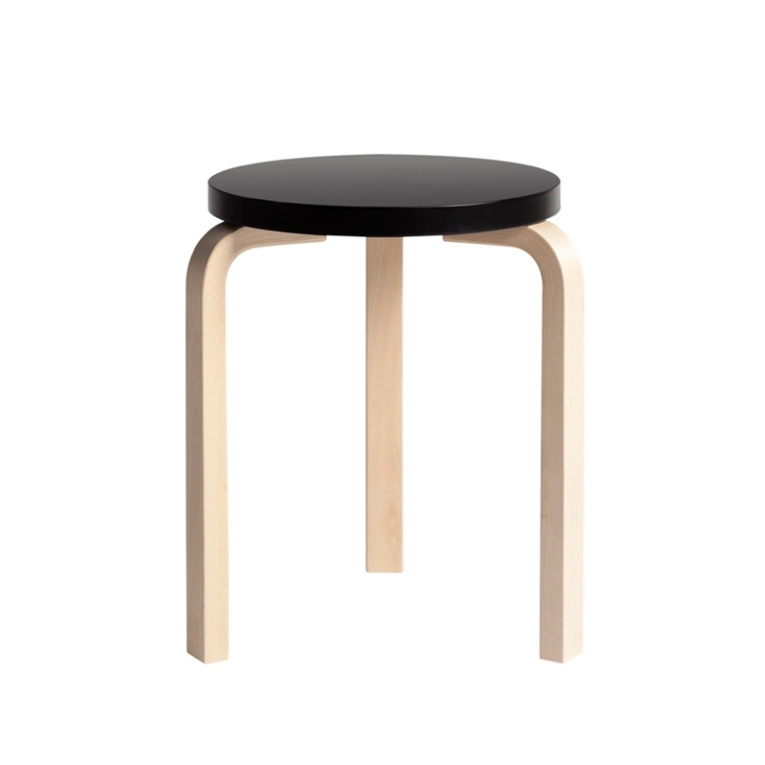Tabouret 60 assise laquée Noir ARTEK