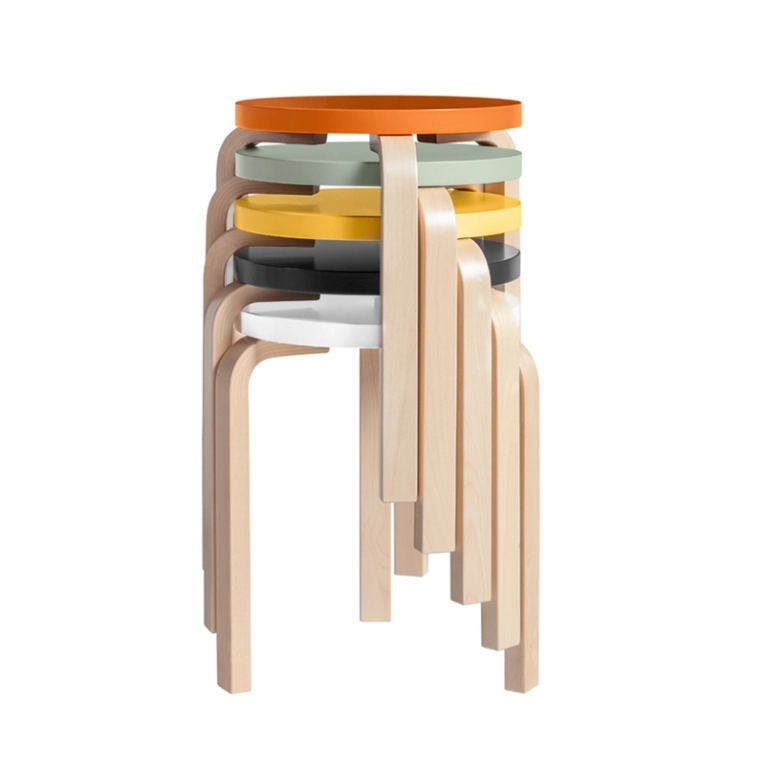 Tabouret 60 assise laquée Blanc ARTEK