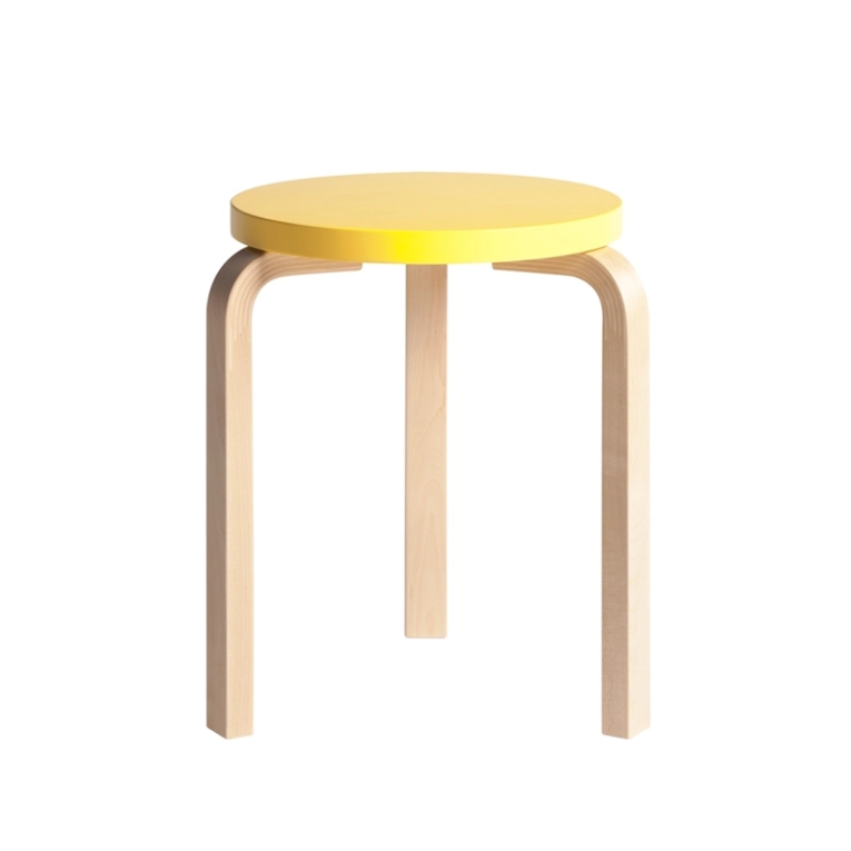 Tabouret 60 assise laquée Jaune ARTEK
