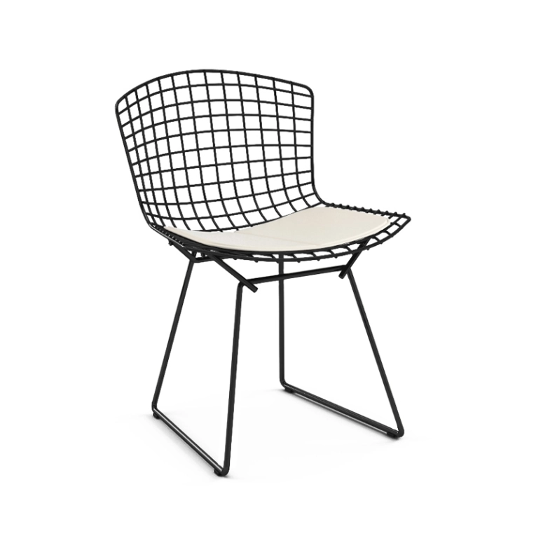 Chaise BERTOIA OUTDOOR avec galette d'assise Noir KNOLL