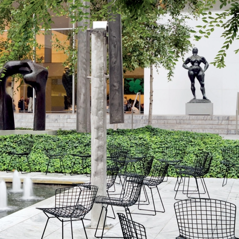 Chaise BERTOIA OUTDOOR avec galette d'assise Noir KNOLL