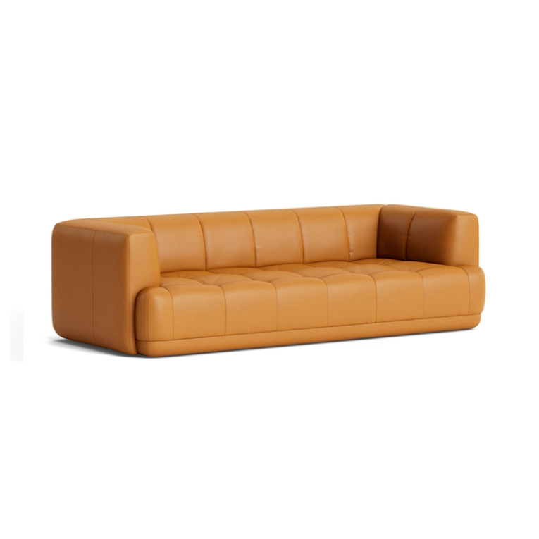 Canapé QUILTON 3 places Cuir Sense Cognac HAY