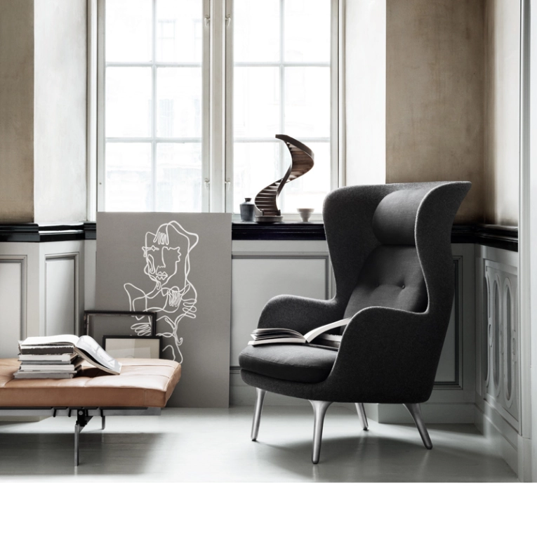 Fauteuil RO pieds aluminium Beige clair/ beige 1120/1121 FRITZ HANSEN