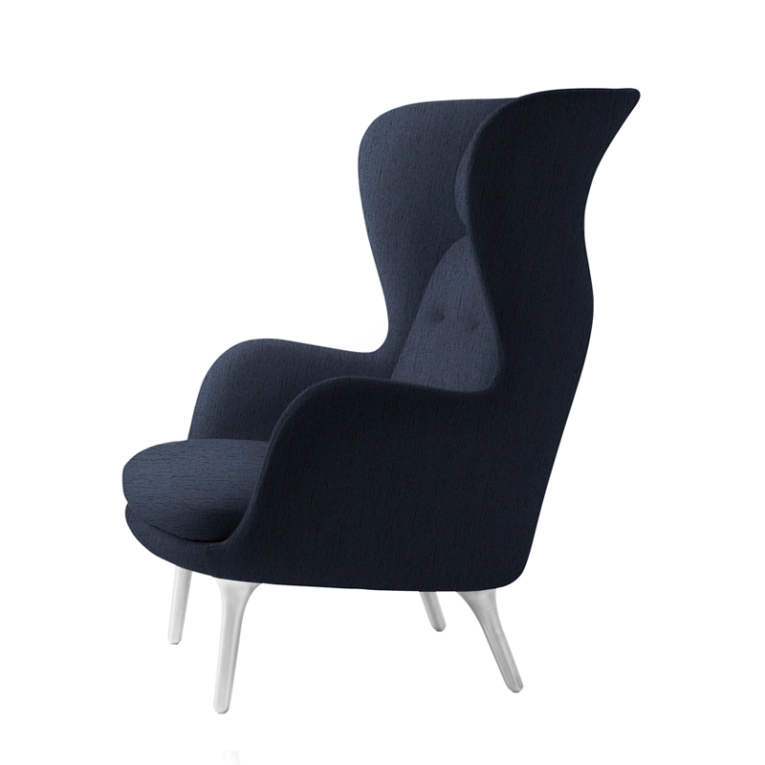 Fauteuil RO pieds aluminium Bleu foncé 1155 FRITZ HANSEN